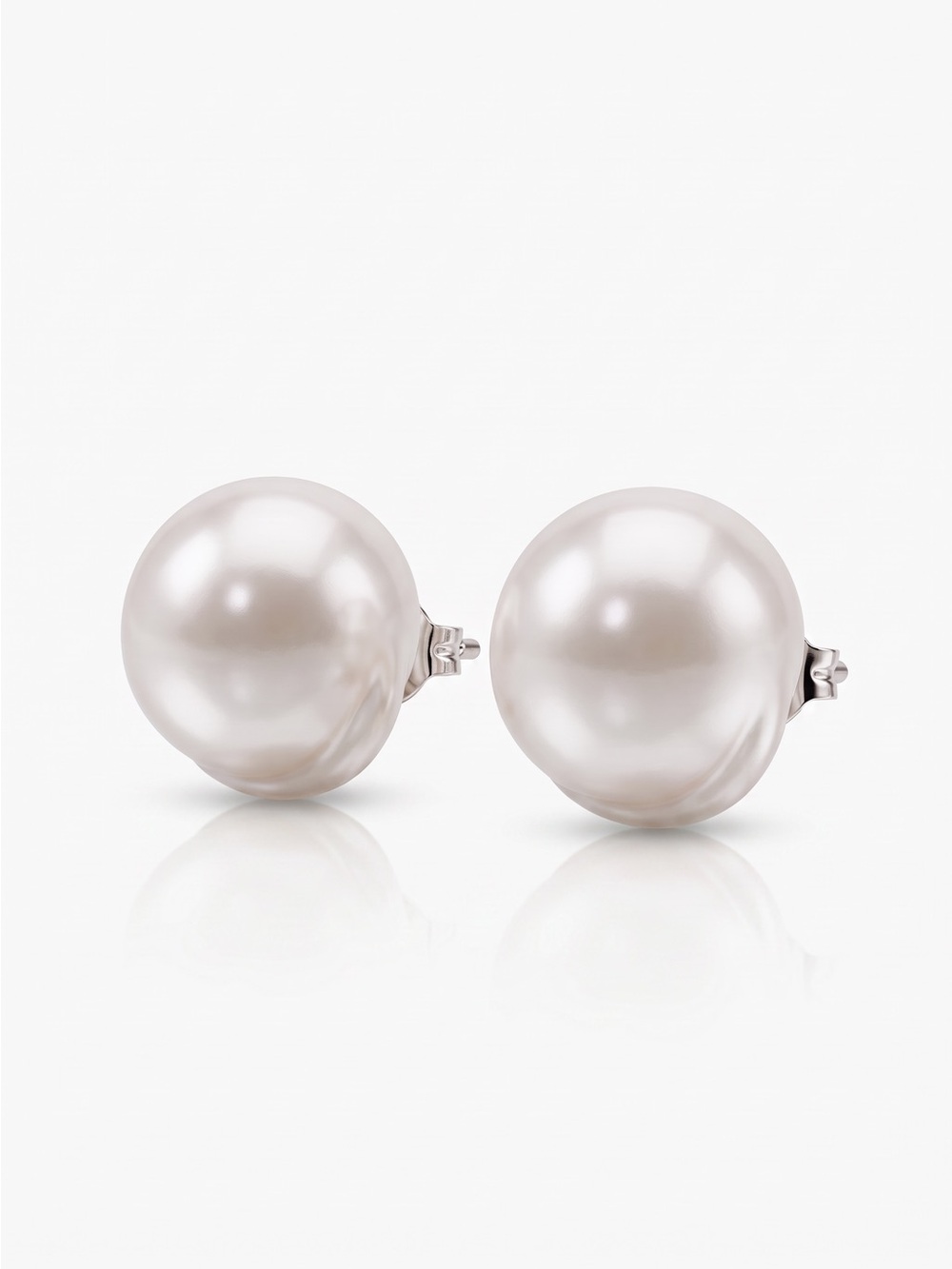 Classic White Faux Pearl Stud Earrings - Timeless Elegance